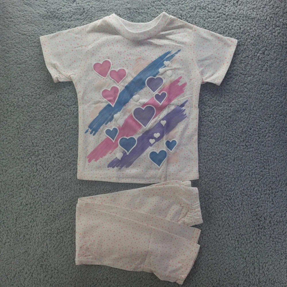 Vintage Bazerk Girls Heart Graphic T-Shirt and Leggings Set Size 6 90s USA